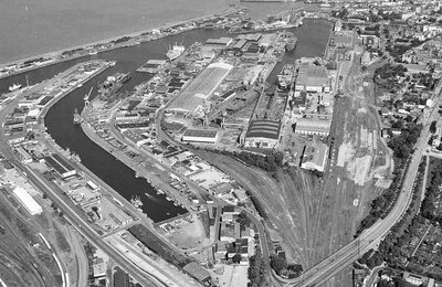 Werftquartier Luftbild 1991 | © BIS Bremerhaven / Scheer Altes Luftbild 1991 | © BIS Bremerhaven / Scheer