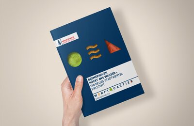 Bremerhaven rückt ans Wasser – ein neues Stadtviertel entsteht | © Magistrat der Stadt Bremerhaven Cover der Broschüre "Bremerhaven rückt ans Wasser – ein neues Stadtviertel entsteht" | © Magistrat der Stadt Bremerhaven